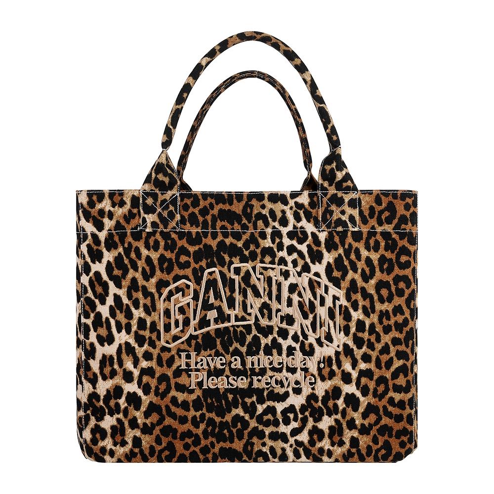 

Ganni Leopard Print Easy Xxl Shopper Tote Bag A5822 943 A5822 943