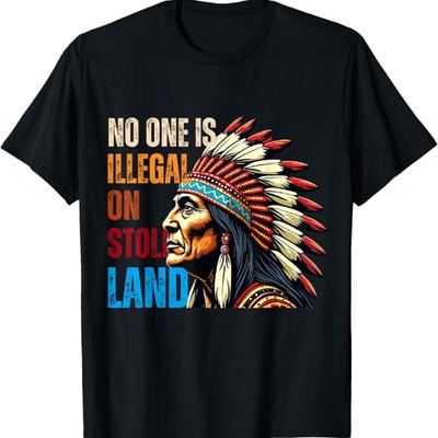 Nativos Americanos Nadie Es Ilegal en Tierra Robada Camiseta19