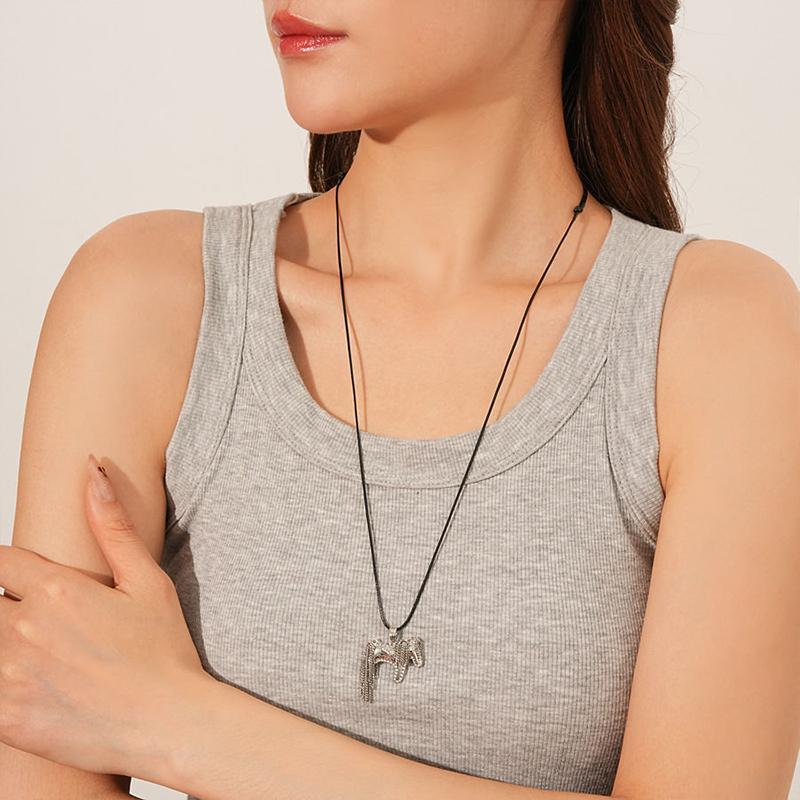 1PC Sturdy Simple Pony Tassel Necklace Gift Alloy Trendy Daily Personalized Durable Creating Electroplated Unique