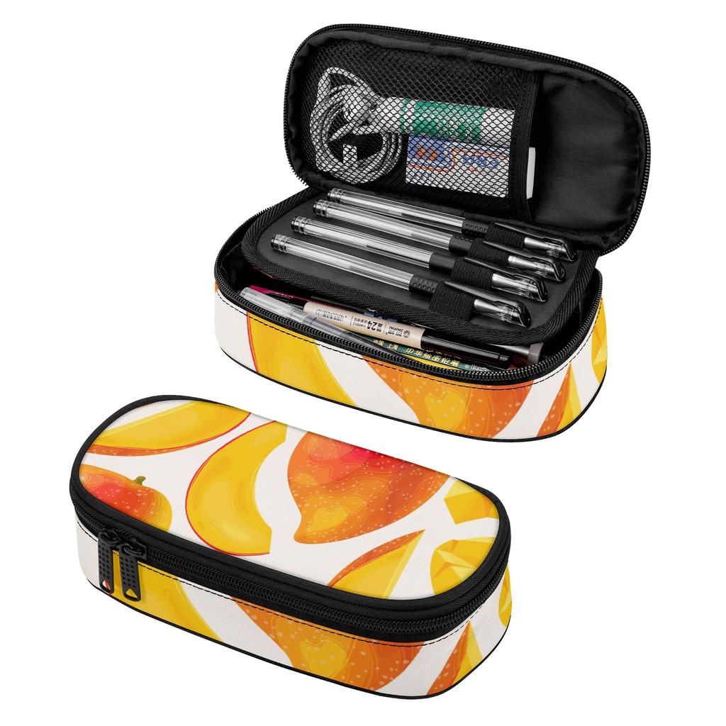 Pencil Pouch Large Capacity 300D Polyester Secure Zipper Closure with Mesh Pocket Removable Divider and Pen Slots for Students