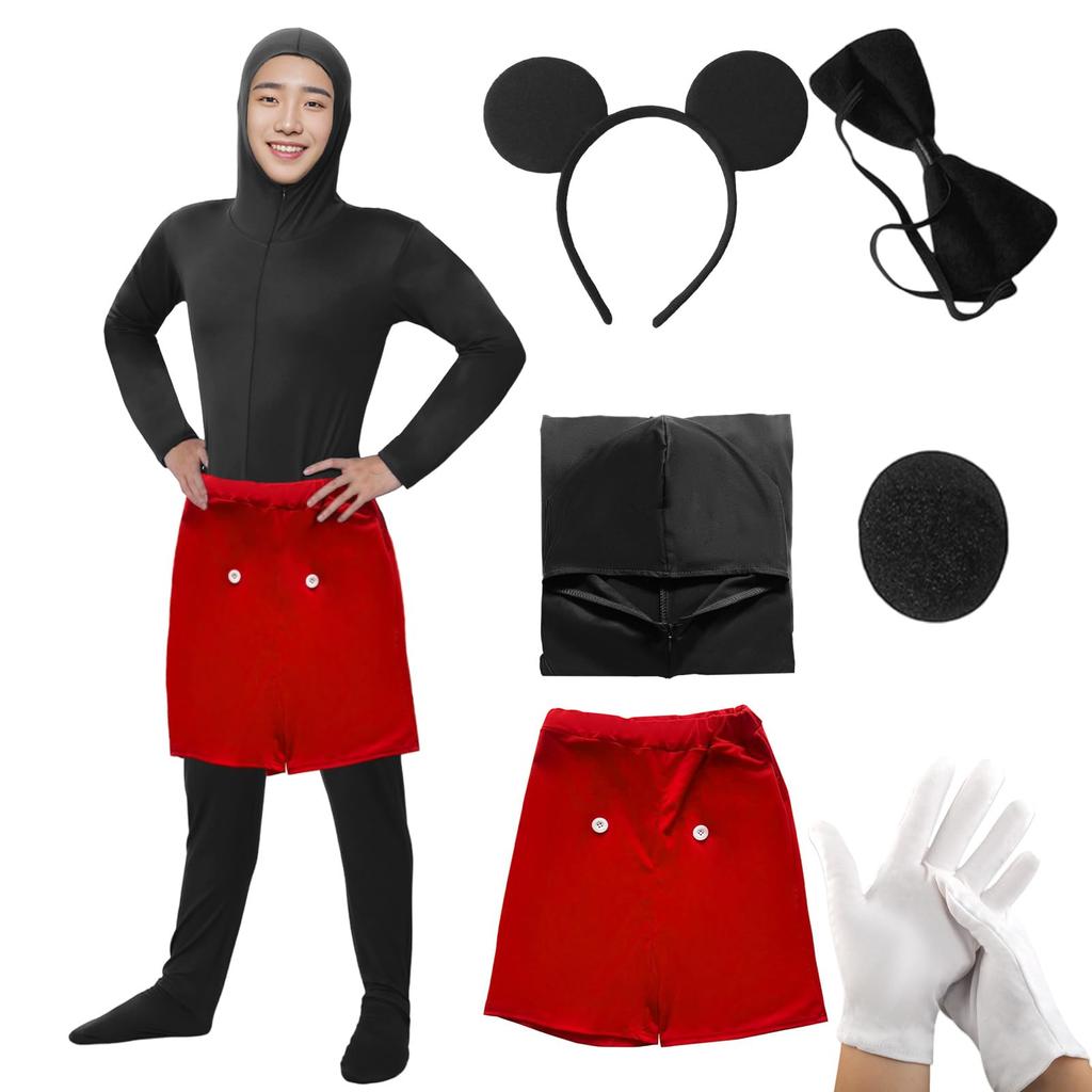 Formemory Halloween Mouse Black Long for Perfect for Everyday and Photo Shoots Size Costume, Full-Body Tights, Sleeves, Kids, Wear, Christmas,
