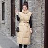 Dámské podzimní zima s kapucí, výstřih bez rukávů, jednobarevný zip, teplý kabát, elegantní vesta