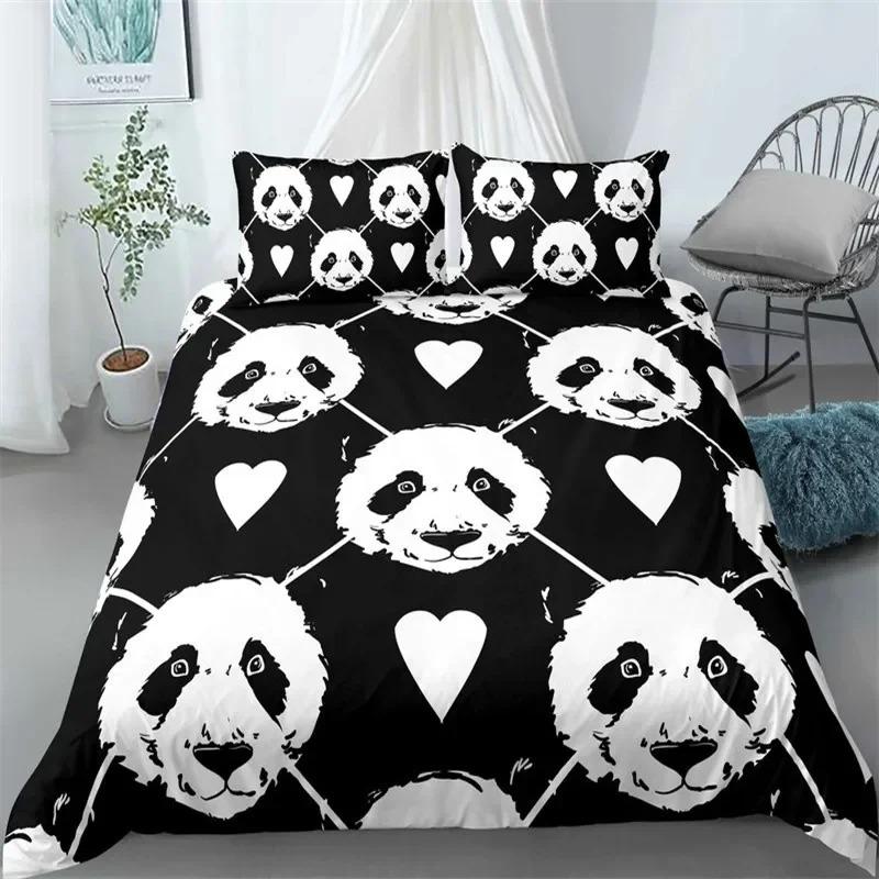Cute Panda Duvet Cover Cartoon Animal Bedding Set Microfiber Giant Panda Comforter Cover Twin For Kids Girls Teen Kawaii Bedroom