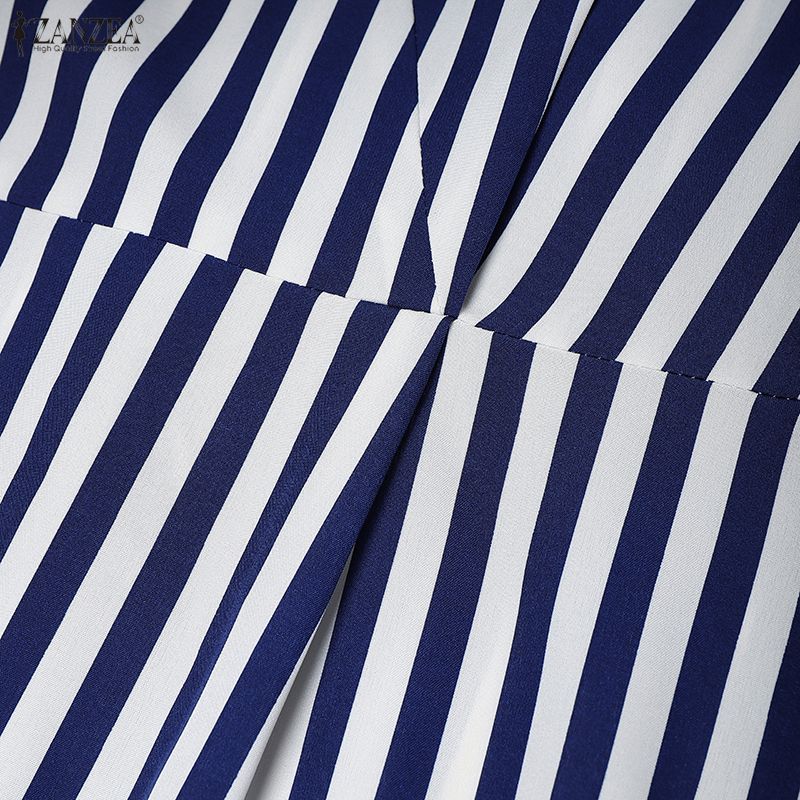 Casual Zanzea Short Vneck Women Sleeve Stripe Dress