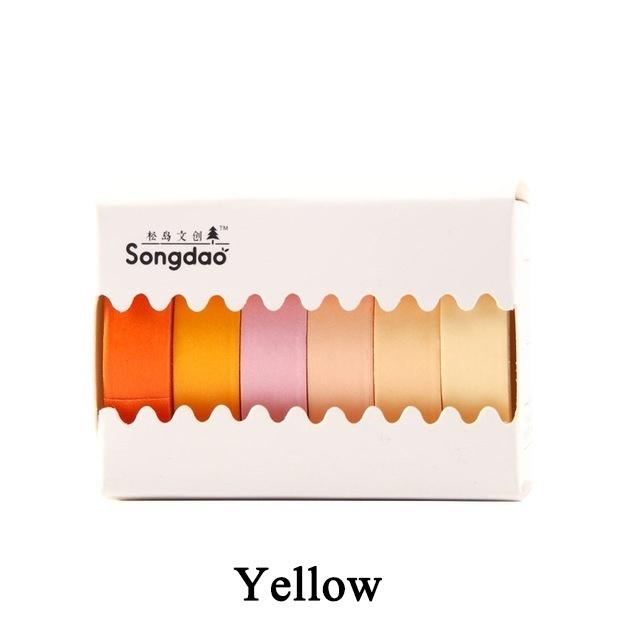 6 Rolls/lot Rainbow Masking Tape Washi Tape Solid Color Masking Washi Sticky PaperTape Adhesive Decoration
