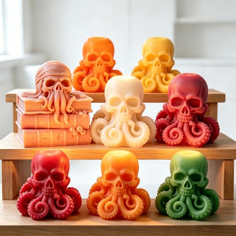 Silicone Halloween Skull Octopuses Mould For Candle Craft Decorations
