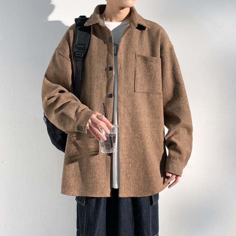 

Прямые продажи шерстяная куртка мужская весенняя, осенняя и зимняя новая свободная ретро высококлассный трендовый бренд повседневная лацкан куртка в стиле рабочей одежды 4XL