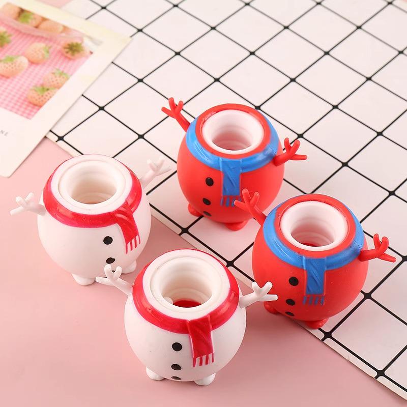 Cartoon Decompression Santa & Snowman Squeeze Cup: Creative Prank Music Toy