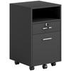 Lockable Two-Drawer Filing Cabinet, with Wheels - Black
