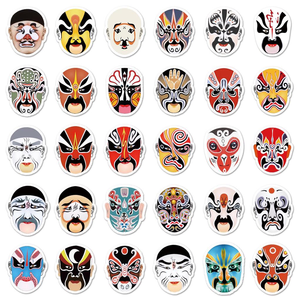 60 Peking Opera Face Painting Huadan Stickers: Chinese Style for Suitcase, Scooter, Car, Phone, and Tablet