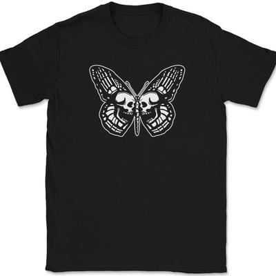 Skeleton Butterfly T-Shirt Graphic Funny Humor Skull Gift Tee