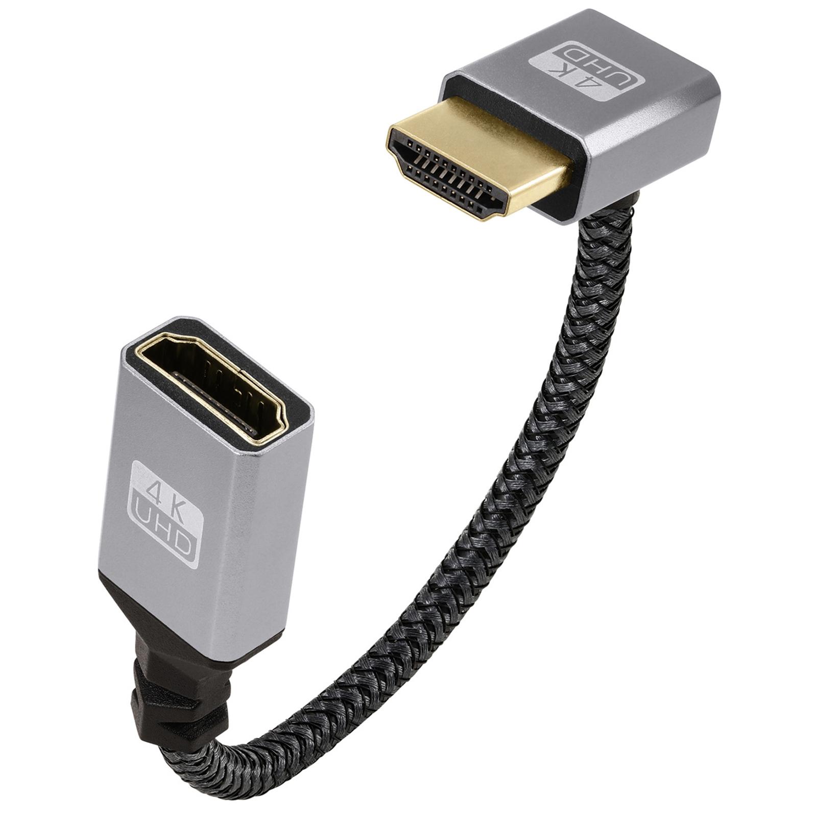 

20cm Up Bend HDMI Male to Female 4K Extension Cable Computer TV HD Video Adapter Cord As Shown A