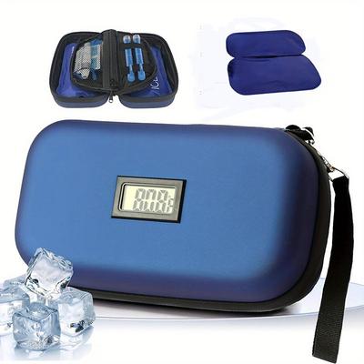 Diabetic Travel Cooler Bag for  Keeping Insulin Injection Supplier and Eye Drops Navy Blue,Double Layered