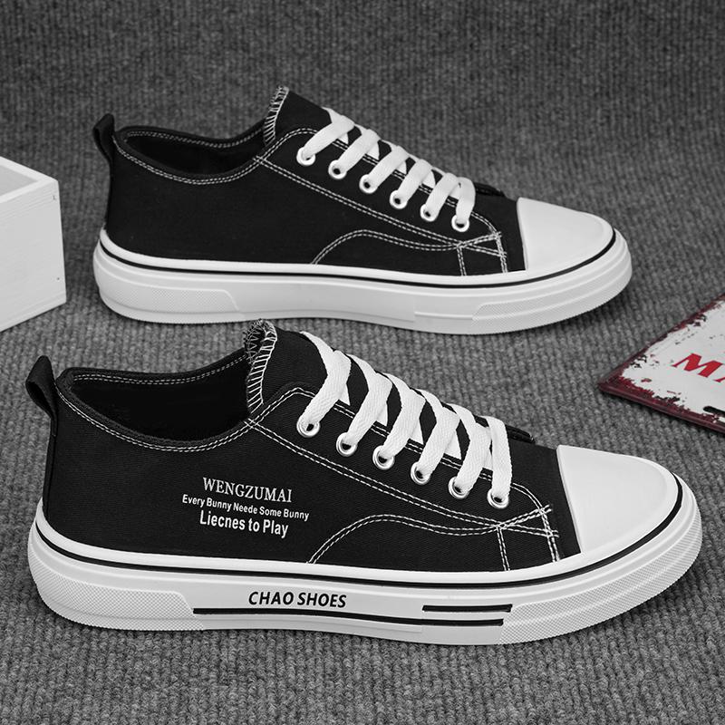 New Men's Fashion Low Top Skateboarding Canvas Breathable Shoes Students Boys Male Casual Comfortable Soft Sole Trending Sneakers