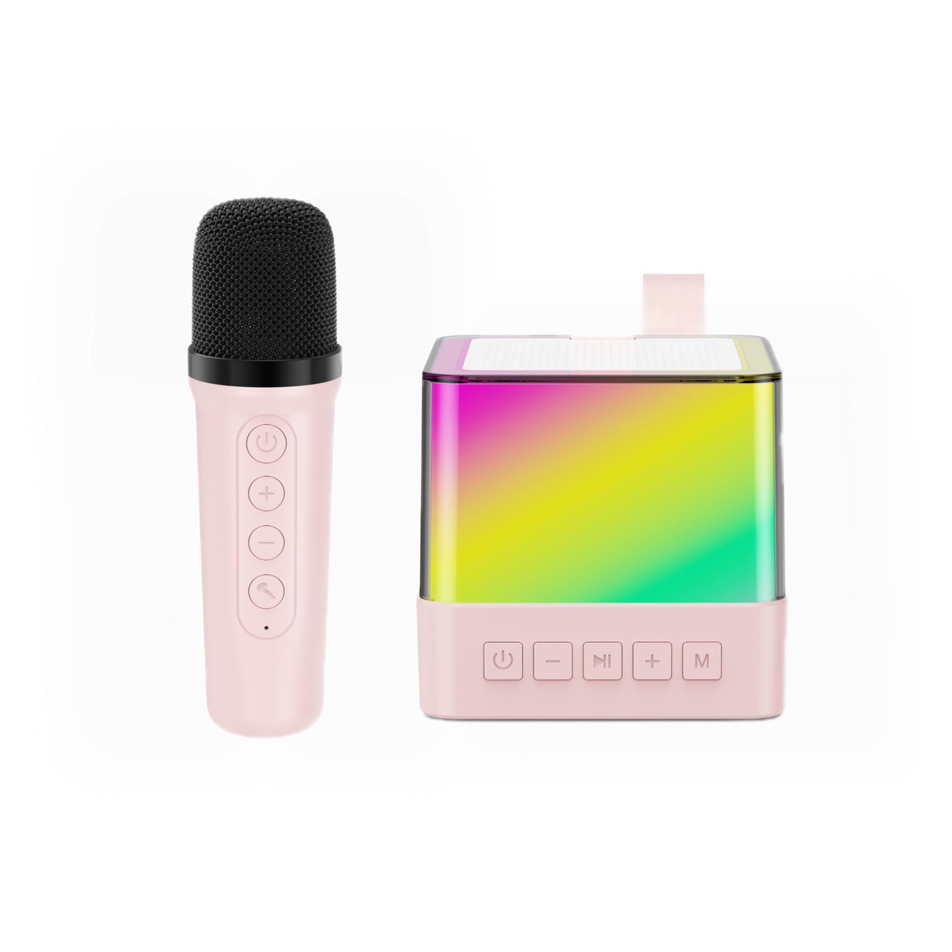 

Q7 Беспроводной Bluetooth-динамик и микрофон с подсветкой - Портативный уличный караоке-динамик K18 Single Microphone розовый