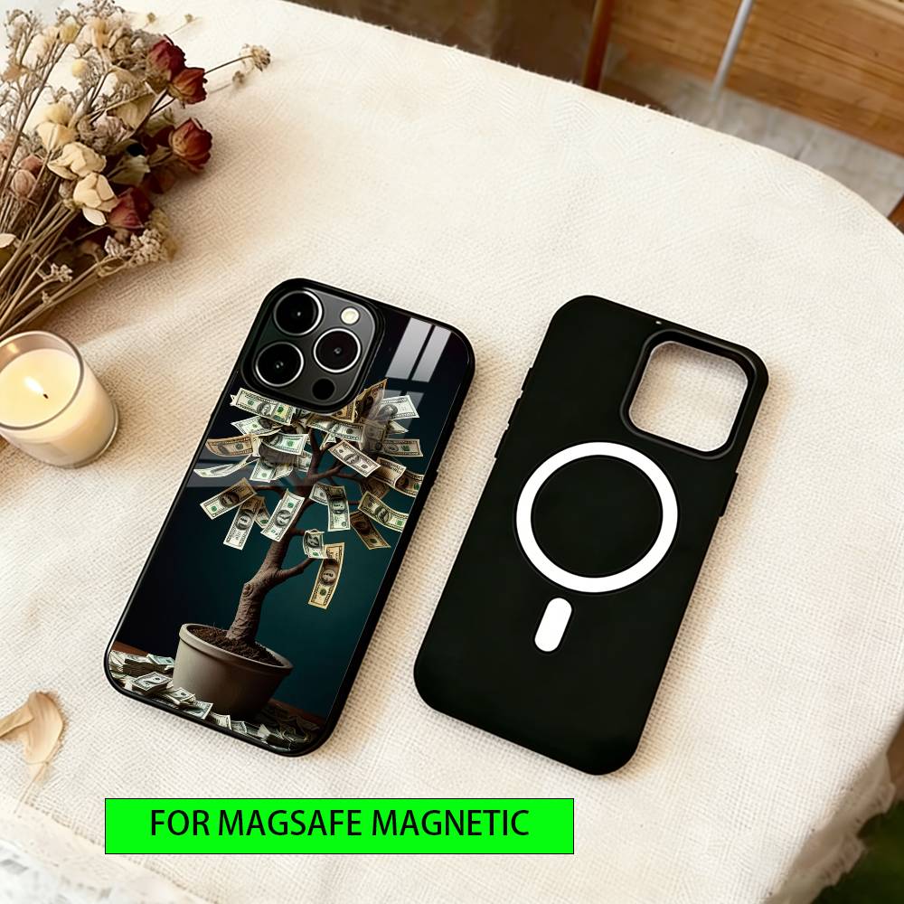 Wealth Flower Phone Case For iPhone17,16,15,14,13,12,11 Plus,Pro Magnetic with Magsafe Wireless Charging