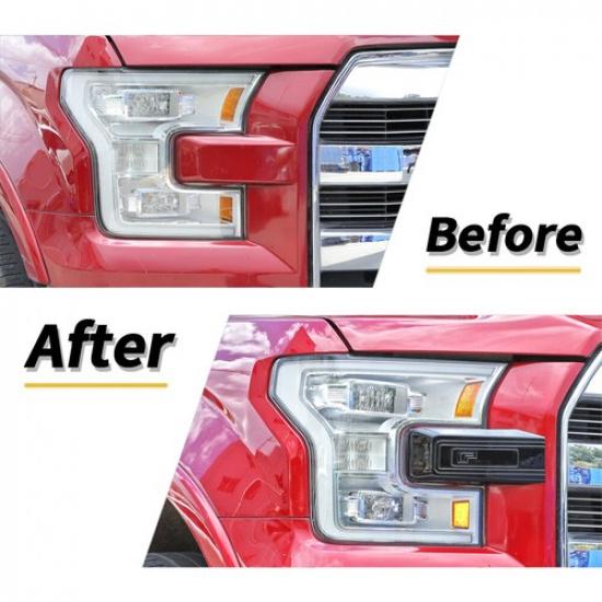 For F-150 Front Bumper Headlight Grille Trim Cover For Ford F150 2015- Black