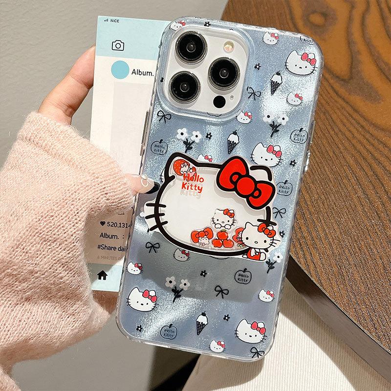 

Милая подставка для головы Кэти Подходит для чехла для мобильного телефона Apple 16pro Чехол для iPhone 15 Pro 14 13 Большое отверстие Жесткий чехол Apple 17PROMAX