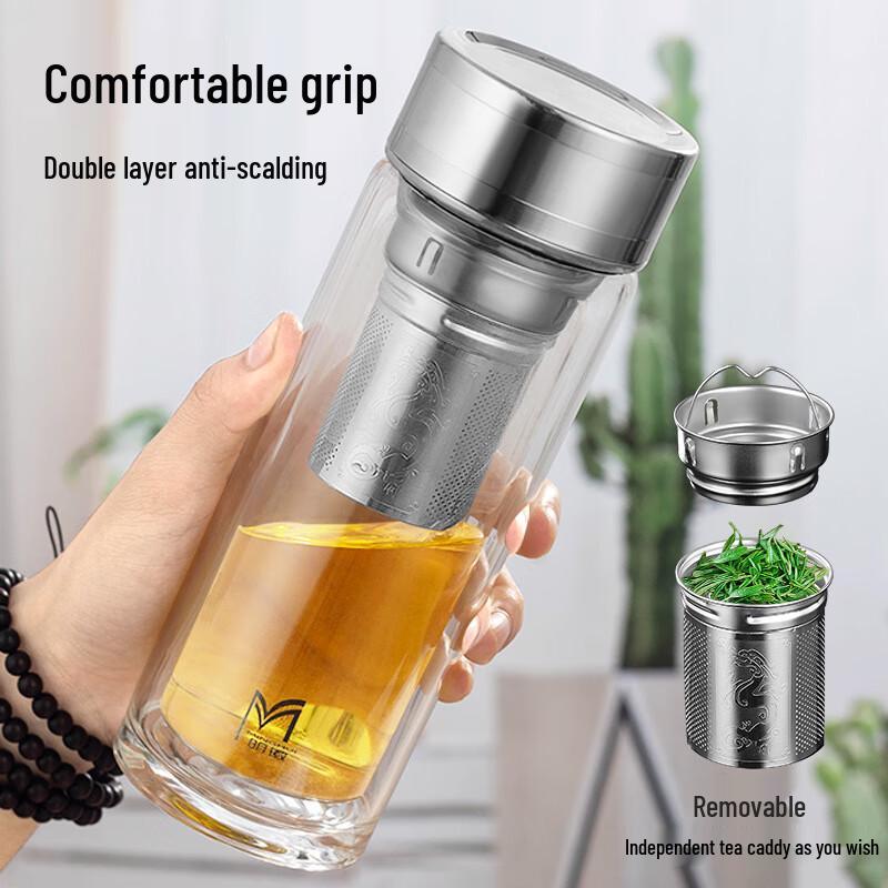 MINGHUI Double-Layer Glass Tea Infuser Bottle