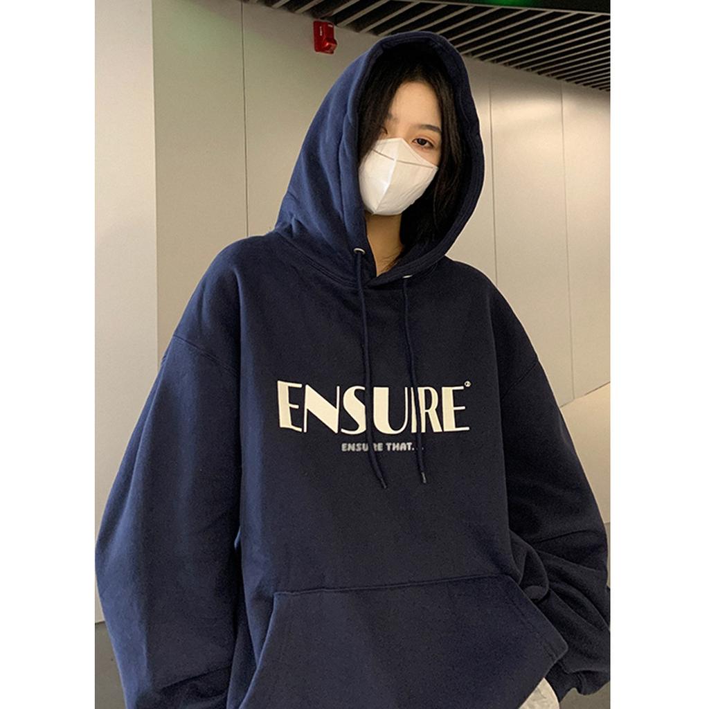 Padded Hooded Sweatshirt Women Autumn and Winter Loose Ladies Student Tops Fashion Retro Versatile Sweatshirt
