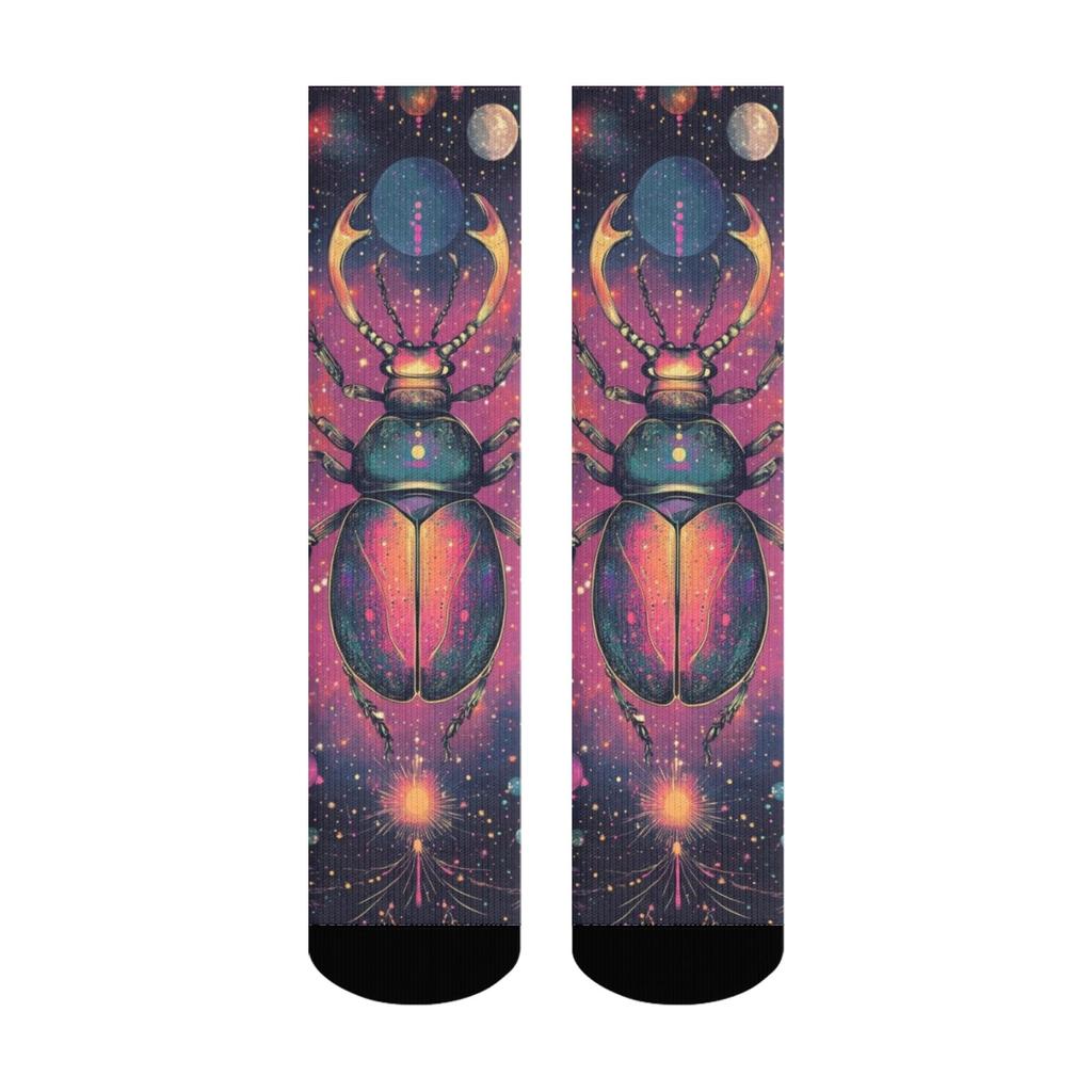 Galaxy Beetle Creative Print Socks Stretch Comfort Socks Unisex Novel Whimsical Design Harajuku Retro Style Crazy Happy Socks
