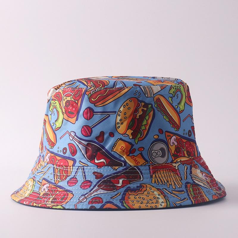 Digital printing small edge bucket hat spring and summer double-sided can wear outdoor sunshade basin hat spot