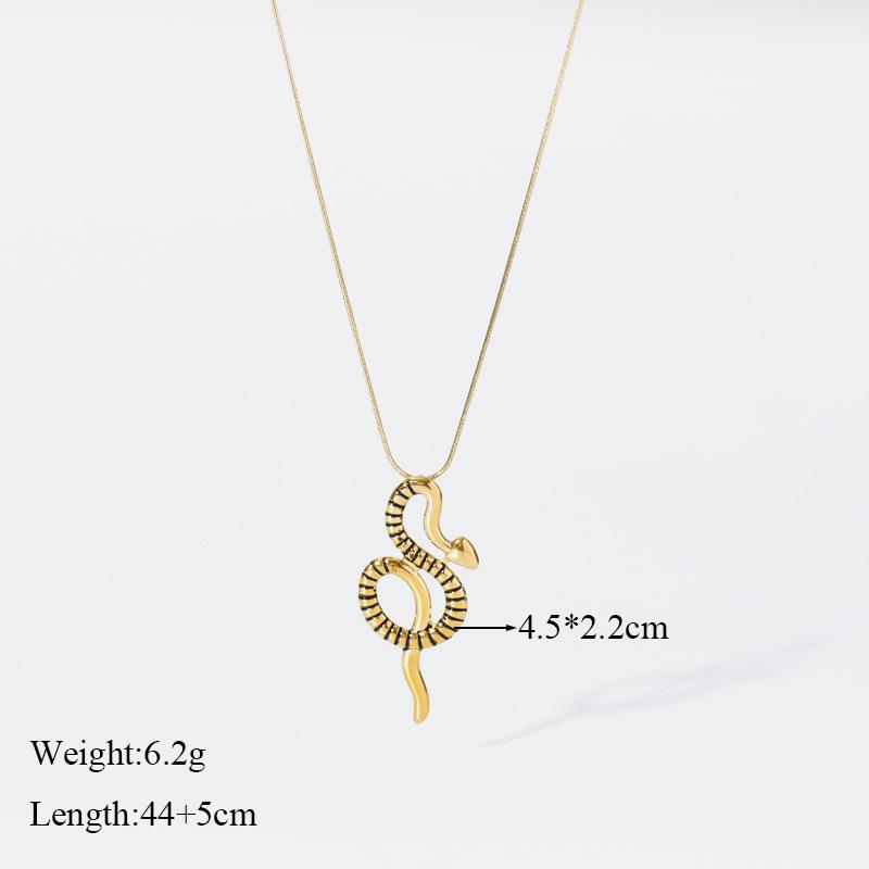 18K Gold Plated Snake Pendant Necklace, Stainless Steel, Non-fading, Versatile Clavicle Chain for Women