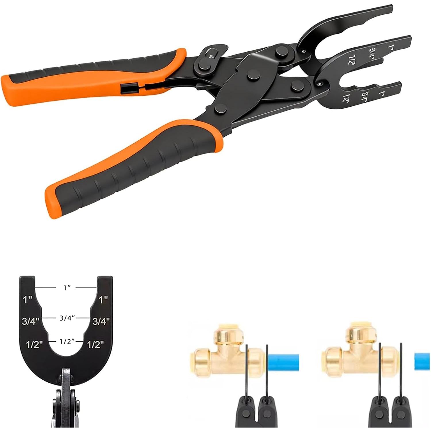 Push-Fit Disconnect Tong Tool, Sizes 1/2 , 3/4 , 1  Disconnect Pliers Removal Tool, Pex Removal Tool for Removing Brass Push-In (Orange) оранжевый