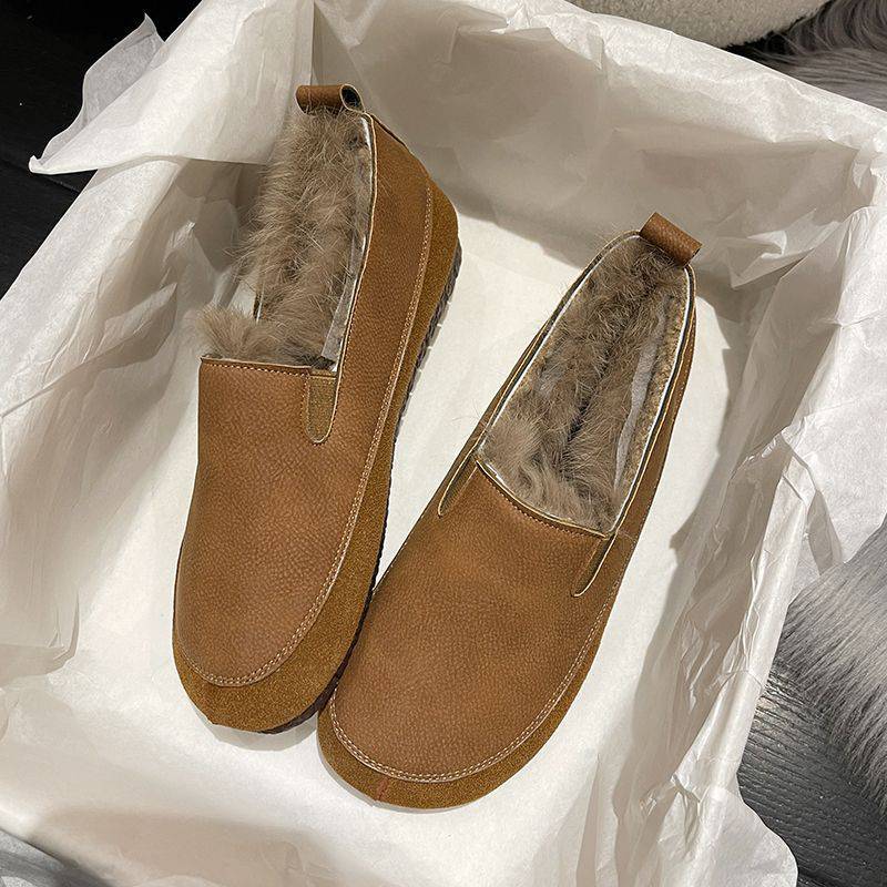 Fashion Fashionable and Warm Women's Shoes 2024 Soft Sole Temperament Winter Plush and Warm Women's Shoes Versatile and Comfortable Traf