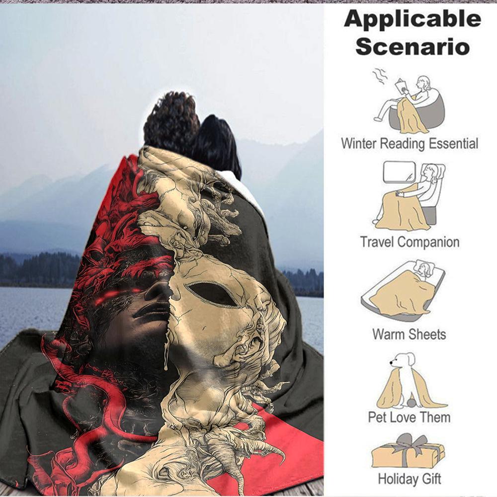 1pc Heart Mask Blanket, Lightweight Flannel Throw Blanket For Sofa, Bed, Travel, Camping, Living Room, Office247