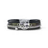 Bohemian Cabala Alloy Tree Life PU Leather Silver Plating Women's Charm Jewelry Dainty Magnet Clasp Wristband Gift