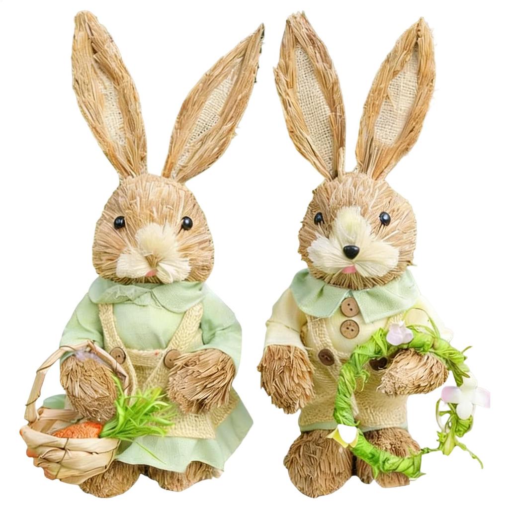 Kaninchenstatue Feiertagsstrohtier-Skulptur Osterhase Dekoration für Tischmitte Innen Schlafzimmer Schreibtisch Bücherregale