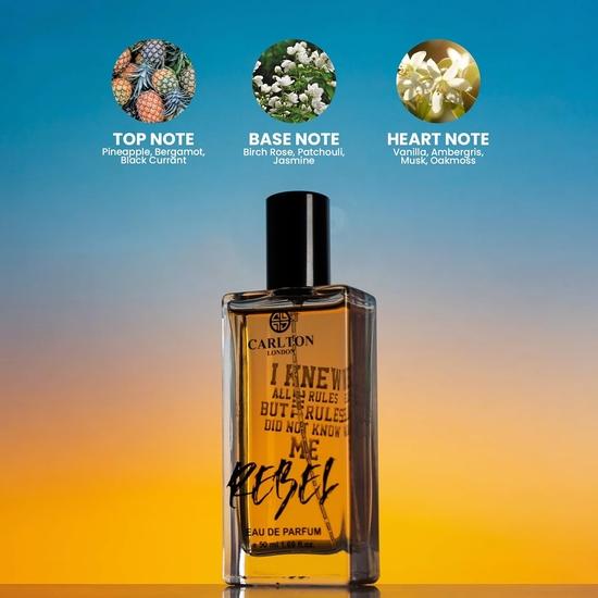 Carlton London Men Rebel Eau Da Parfum - 50ml I Modern & Masculine I Premium Long Lasting Luxury Fragrance for Men Boys Dad Aromatic Blend of Jasmine