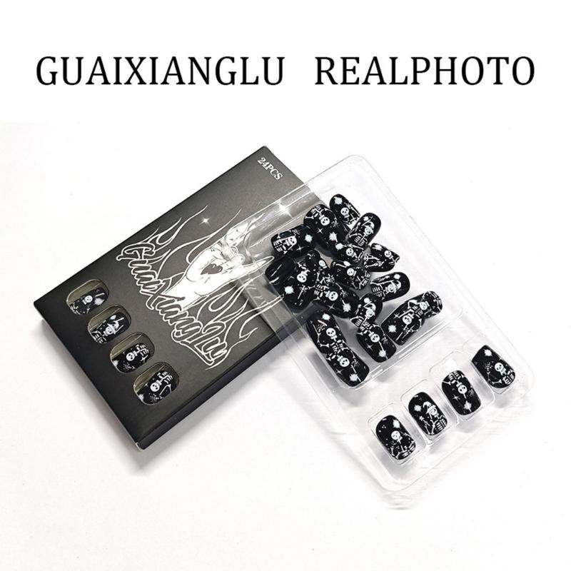 Halloween False Nail 24PCS Glittering Festival Fingernail Art Friendly For Party Costume