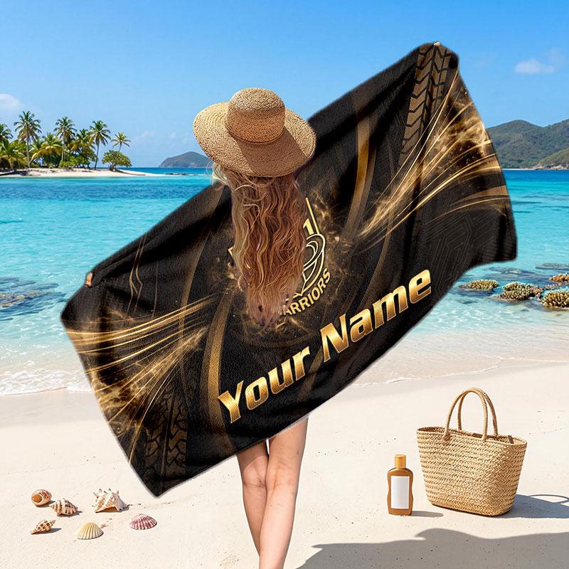 Wigan Warriors Customized Name Text Beach Towel, Soft Absorbent Towel Beach Pool Travel Personal Gift