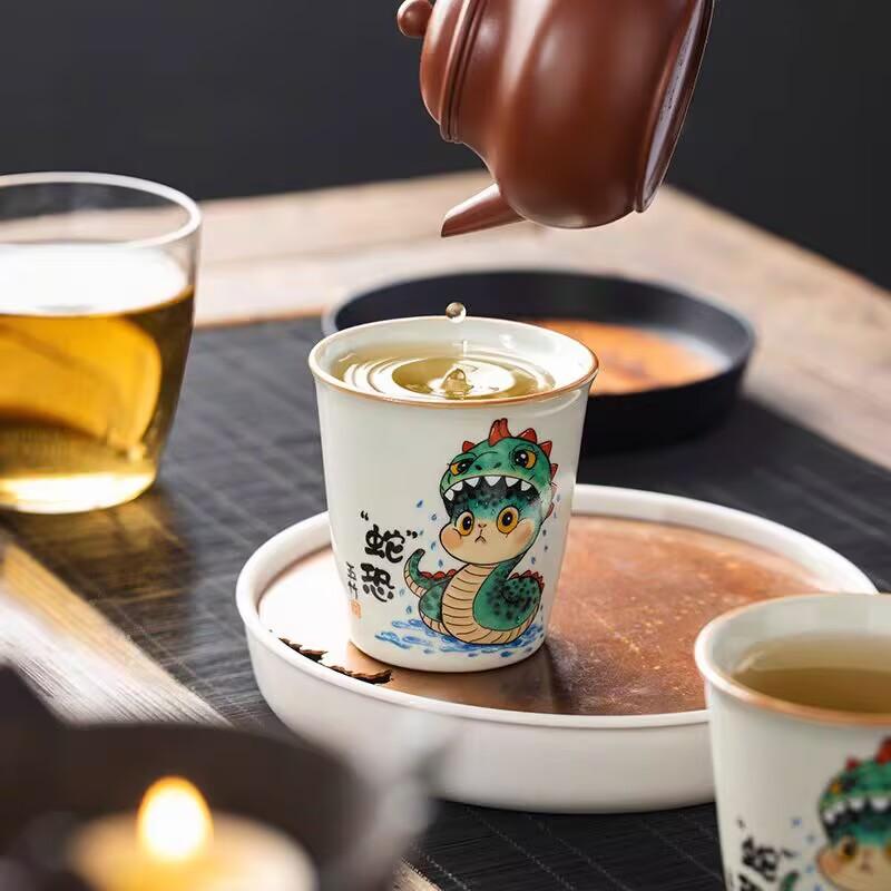 Ru Kiln Snake Fear Instant Cup Master Cup Ceramic Personal Special Tea Cup High-End Exquisite Tea Cup Tea Set