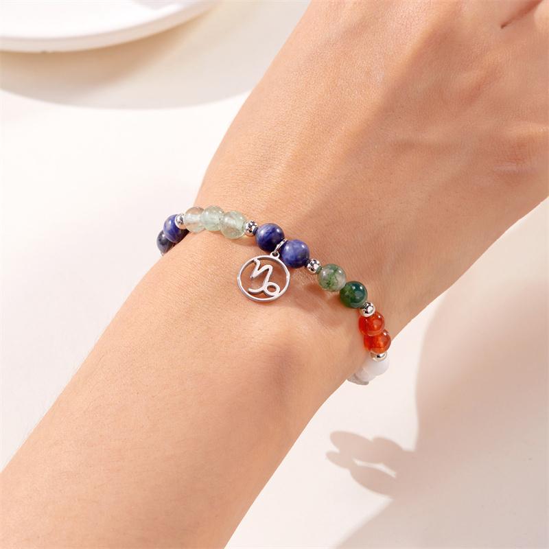 Minimalist Colorful Natural Stone Beaded Bracelets for Women Men  Handmade 12 Constellation Zodiac Sign Bracelets Jewelry