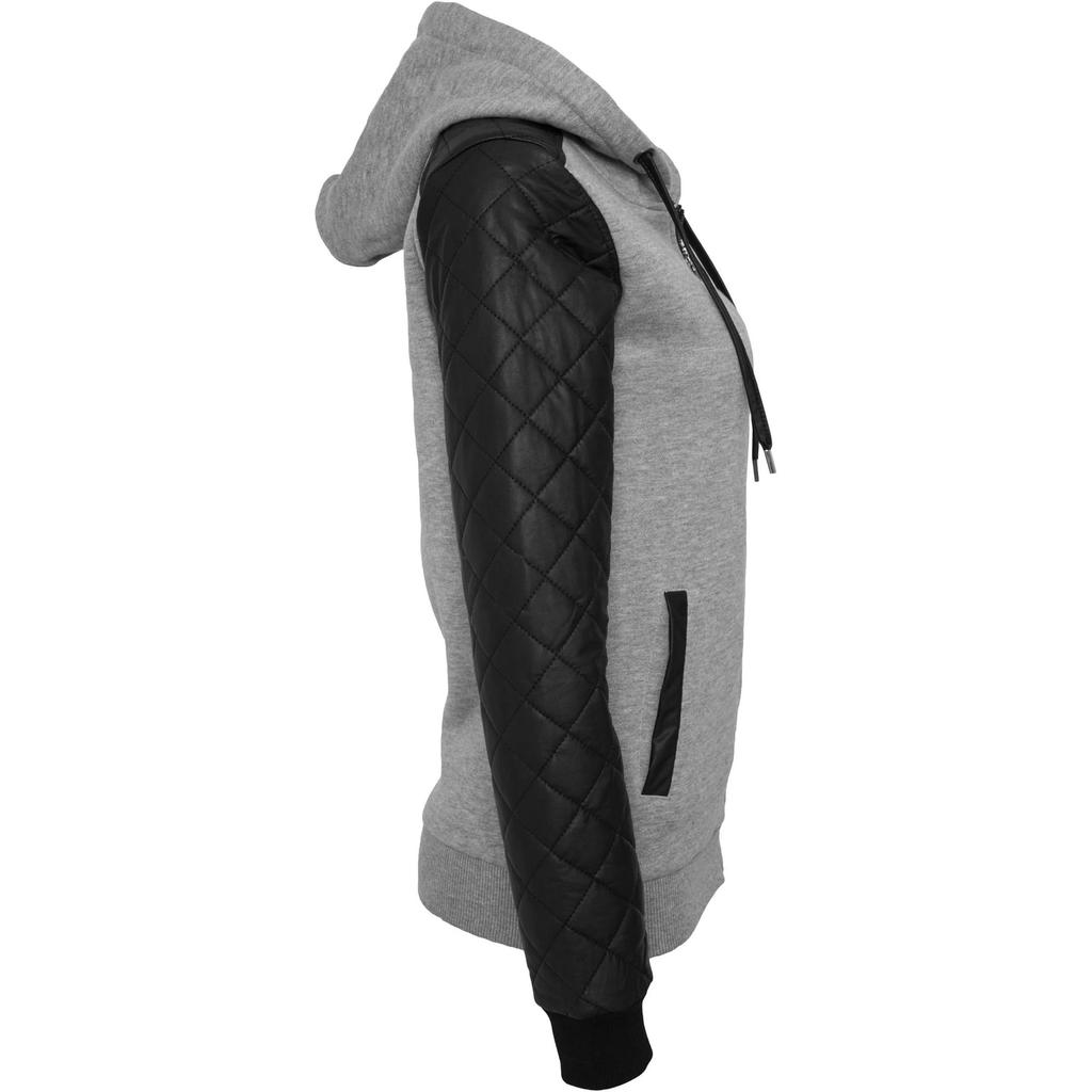 Urban Classics Womens/Ladies Quilted Synthetic Leather Full Zip Hoodie