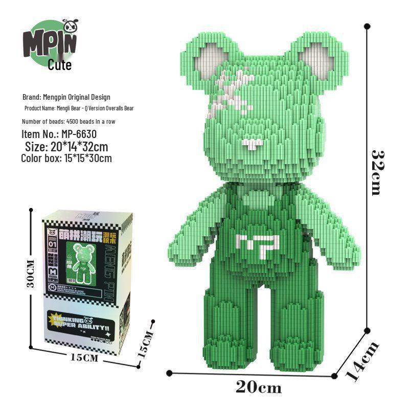 

Mengpin Модные 3D блоки в форме медведя - Зеленый комбинезон Головоломка для детей, мальчиков и девочек, Образовательный подарок на день рождения