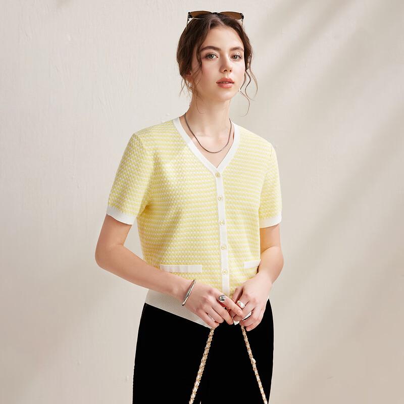 Women's Mulberry Silk Blend Short Sleeve Knit Cardigan