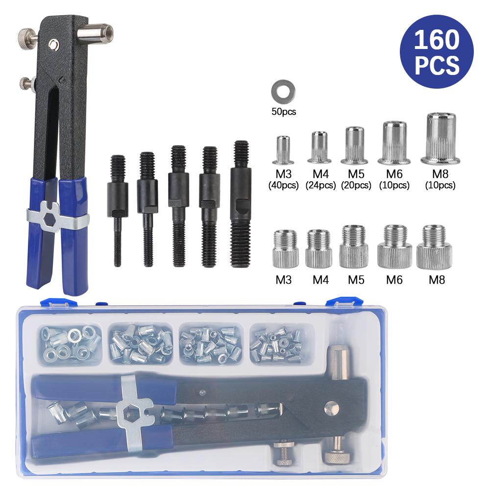 

Набор ручных инструментов для снятия гаек с болтов 160 шт./компл. Инструмент для снятия гаек с болтов Набор для ремонта автомобиля M3/M4/M5/M6/M8 Ручной набор пистолетов для снятия гаек 160PCS