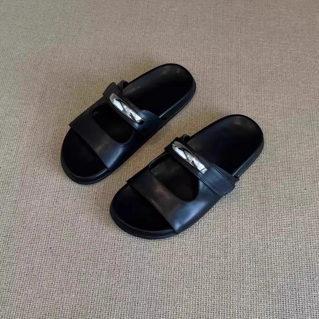 Keep your own version~ French retro style thick-bottomed one-word slippers for women's summer wear literary and versatile age-reducing open-toed cool