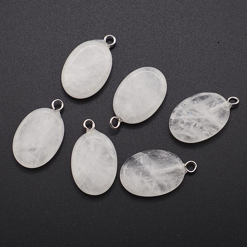 Natural Oval Crystal Stone Pendant Keychain - Simple & Creative Design