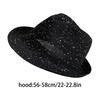 Mardi Gras Sequins Fedoras Hat for Adult Unisex Masquerade Carnivals Mesh Derby Hat Performances Hat with Rolled Up Brim