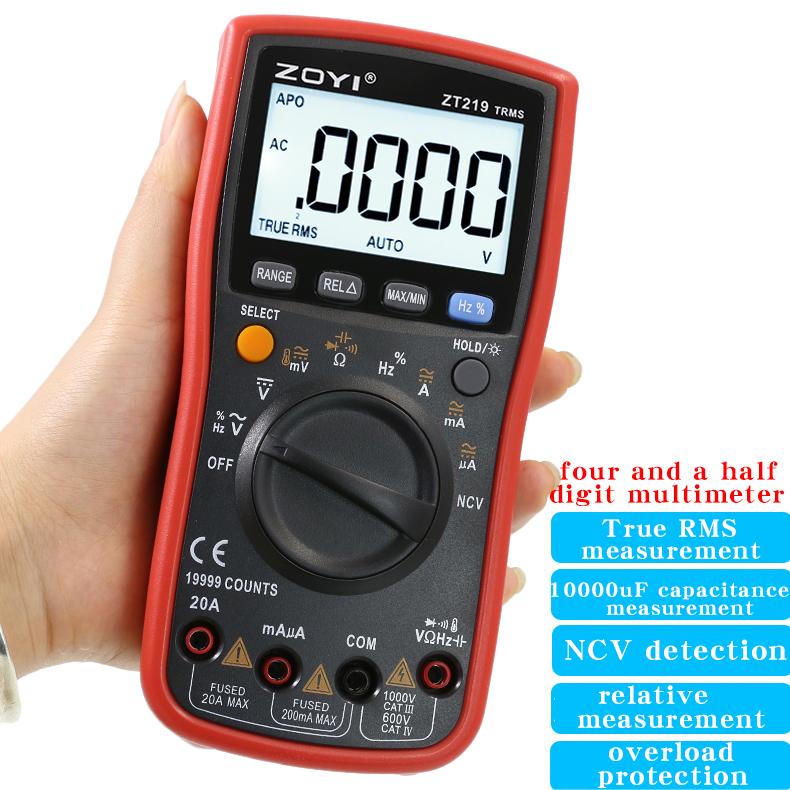 

ZOYI Auto-Range Multimeter ZT219 Високоточний 4,5-розрядний цифровий мультиметр True RMS із захистом від перевантаження, 19999 відліків