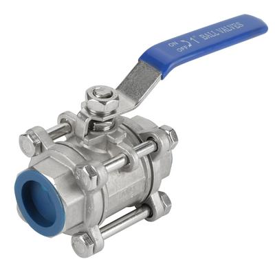304 Stainless Steel Three Piece Full Port Female Ball Valve 1  BSPT 1000WOG