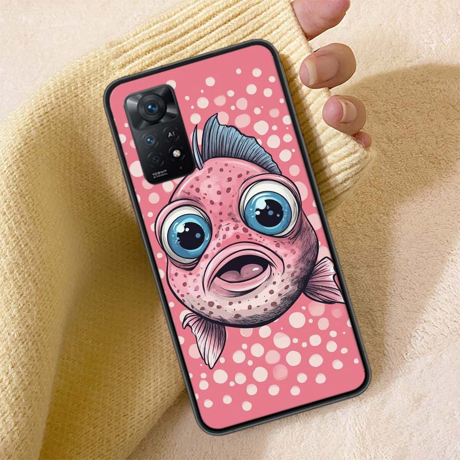 Pop Art Zeichenideen Fisch Handyhülle Für Redmi Note 13 14 15 Pro Plus 12 13C 12C 15C 9 10 10C 9T 9C 9A TPU Weiche Hülle Klar Cel