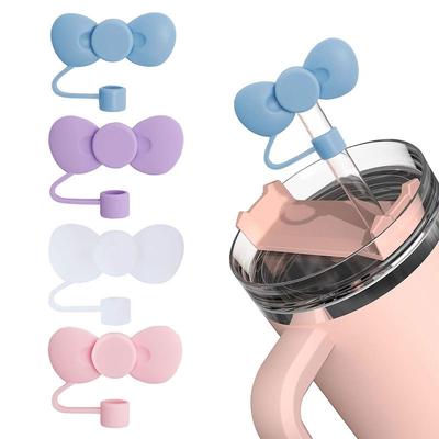Lovely Bow Straw Covers Cap Toppers For 30&40 Oz Tumbler Cup Reusable Cute Silicone Straw Tips Lids Protect Covers