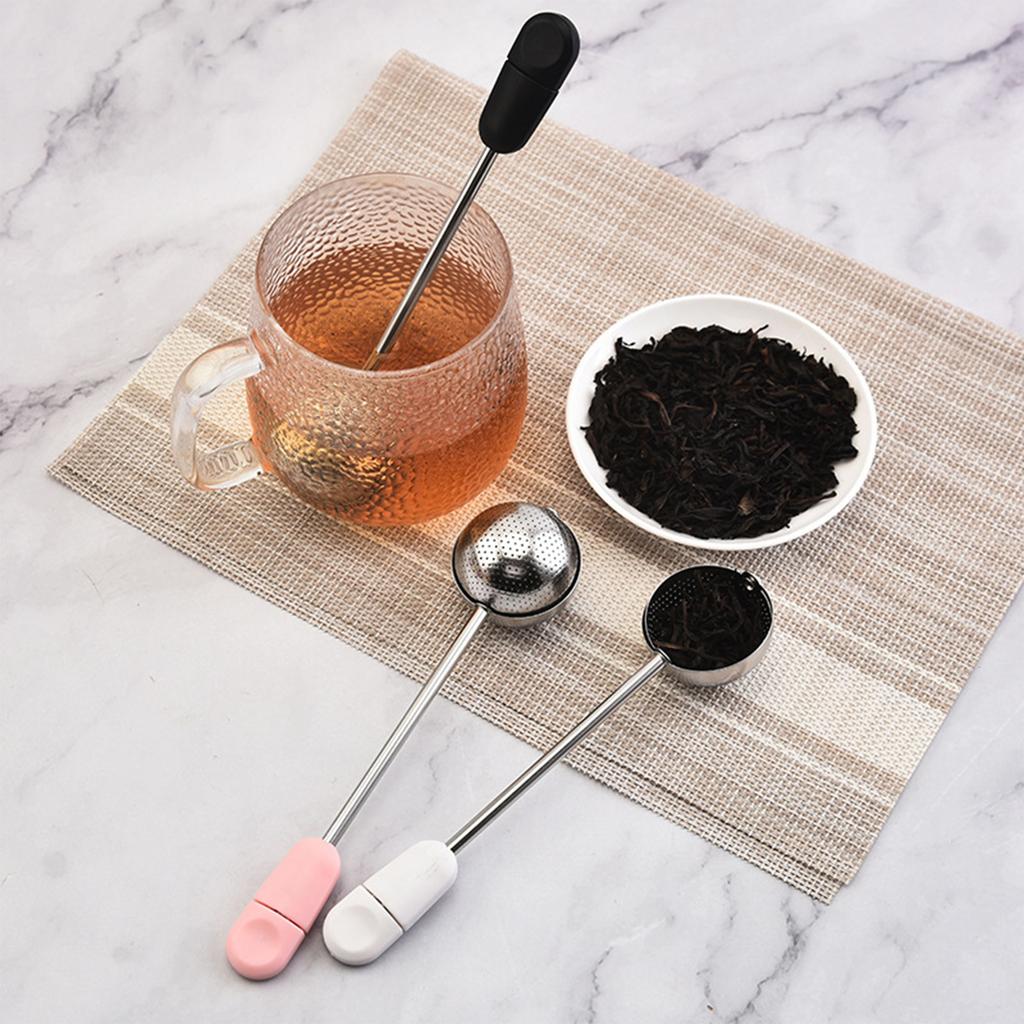 Stainless Steel Tea Infuser Ball Press Type Adjustable Handle Mesh Strainer for Loose Leaf Tea Brewing Kitchen Tool