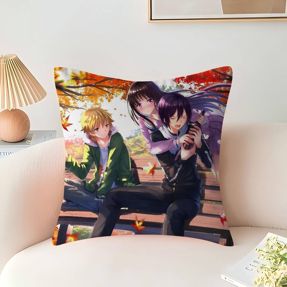 N-Noragami Anime Pillow Covers Cartoon Sofa Decorative Home Double-sided Printing Short Plush Cute Cushion Cover